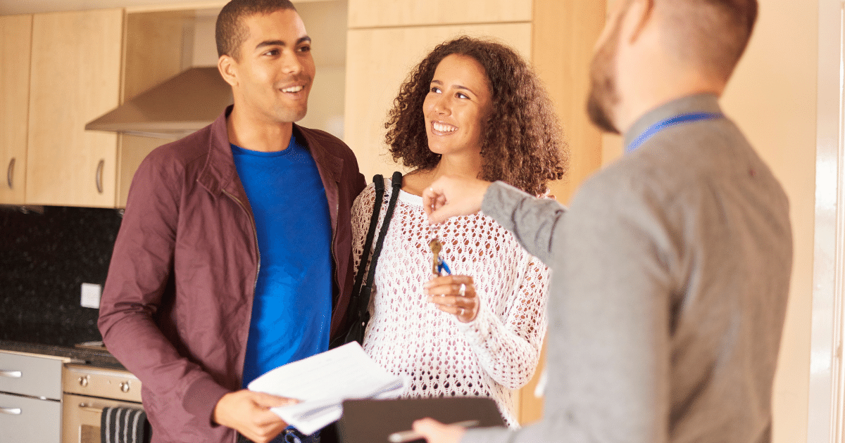 Landlords communicating with tenants who are ready to move into the new rental property